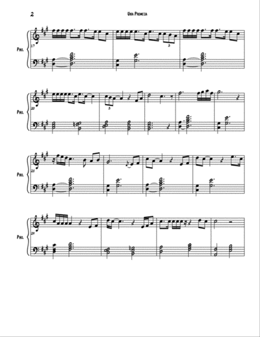 Una Promesa Piano Solo scores gallery preview page 2