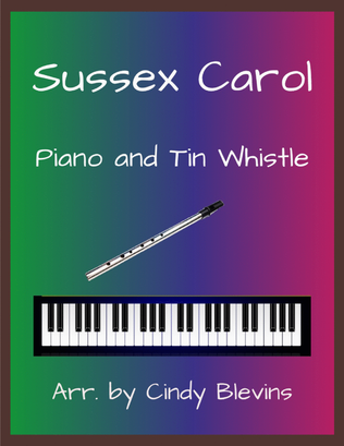 Sussex Carol, Piano and Tin Whistle (D)