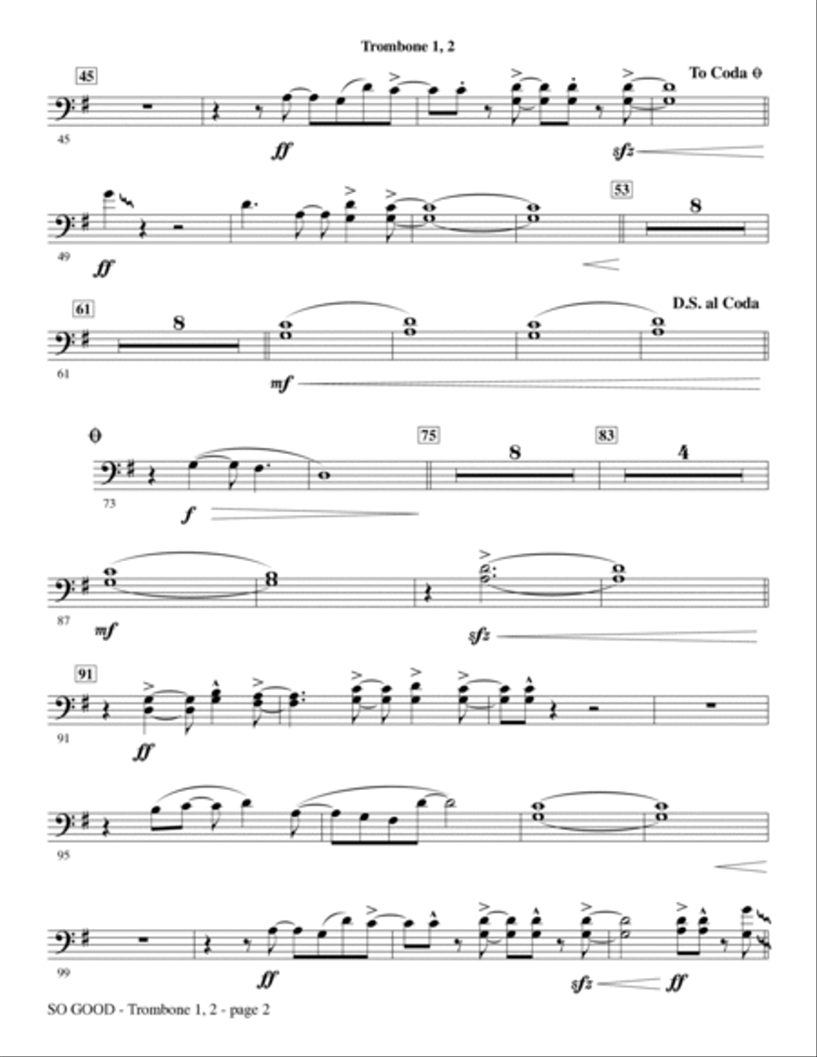 So Good - Trombone 1 & 2 So Good - Trombone 1 & 2 Choir scores gallery preview page 2