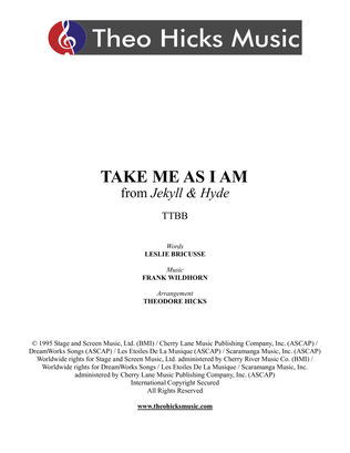 Book cover for Take Me As I Am
