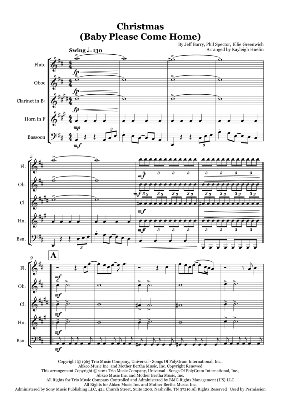 Christmas (baby Please Come Home) Christmas (baby Please Come Home) Woodwind Quintet scores gallery preview page 1