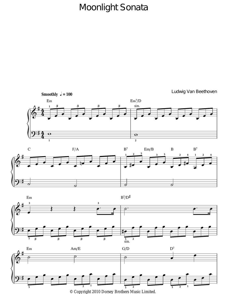 Moonlight Sonata (Mondscheinsonate), First Movement, Op. 27, No. 2 Voice scores gallery preview page 1