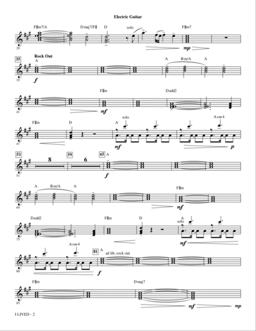 I Lived - Guitar Choir scores gallery preview page 2