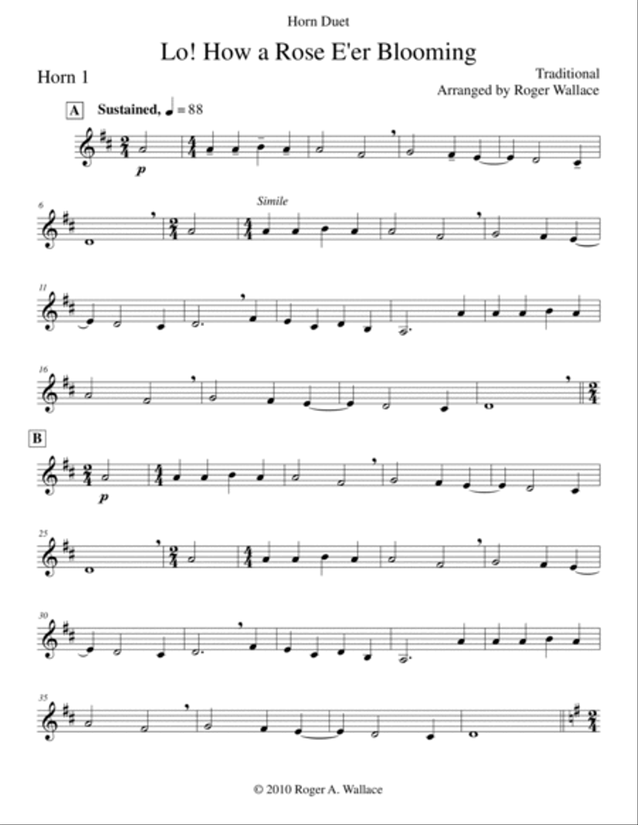 Lo! How a Rose E'er Blooming Brass Duet scores gallery preview page 4