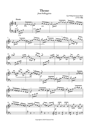 Book cover for Bach, C.P.E. - Theme from Solfeggietto (Easy piano arrangement)