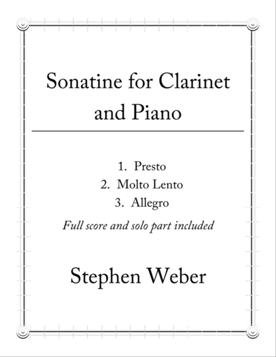 Sonatine for Clarinet and Piano Clarinet Solo scores gallery preview page 1
