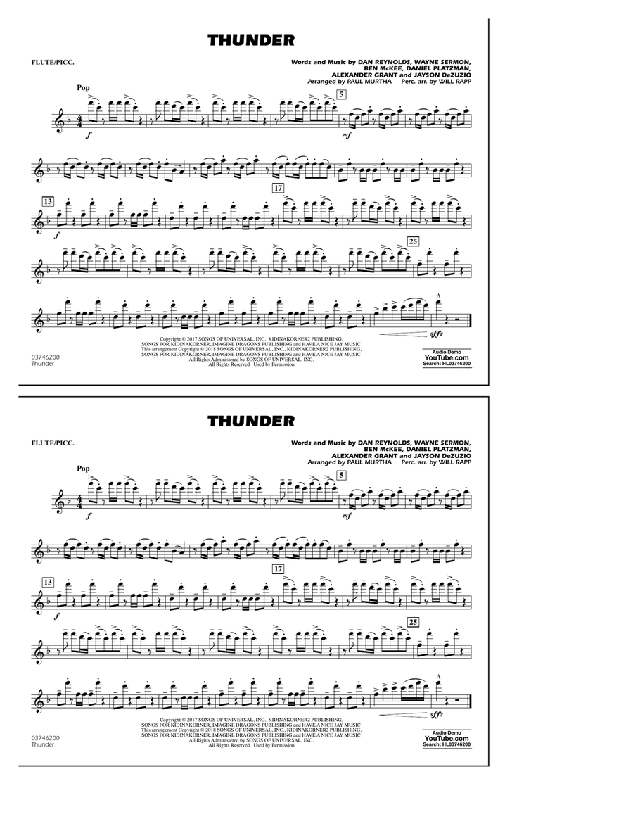 Thunder - Flute/Piccolo Marching Band scores gallery preview page 1