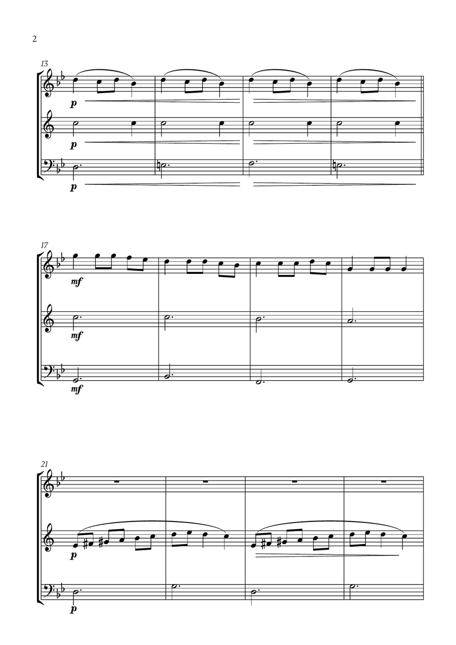 Mykola Leontovych - Carol of the Bells (for Flute, Trumpet and Cello) Small Ensemble scores gallery preview page 2