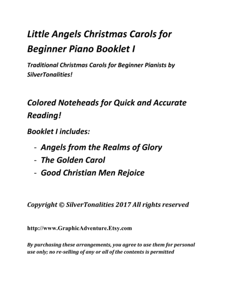 Little Angels Christmas Carols for Beginner Piano Booklet I