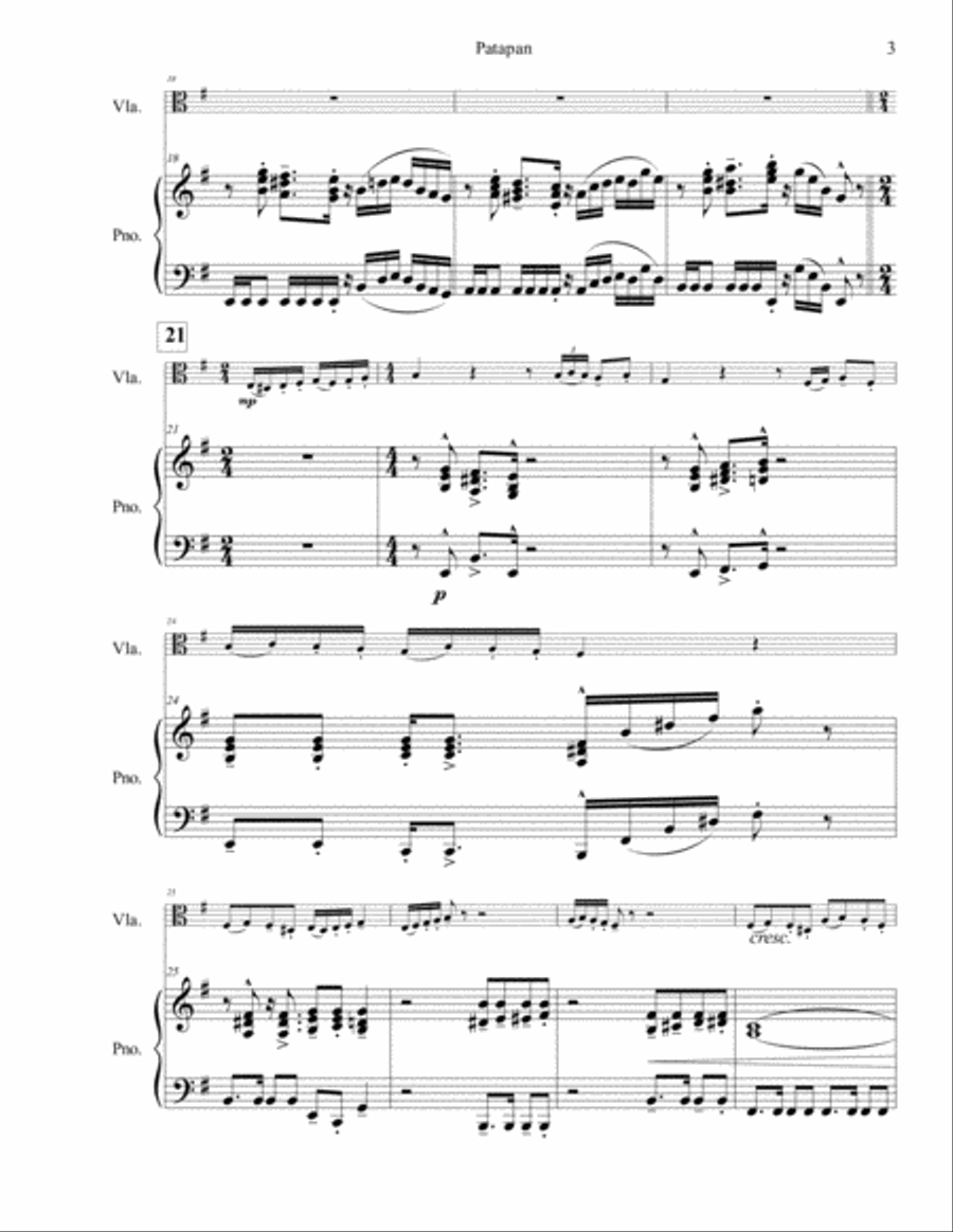 Patapan for Solo Viola Piano scores gallery preview page 4