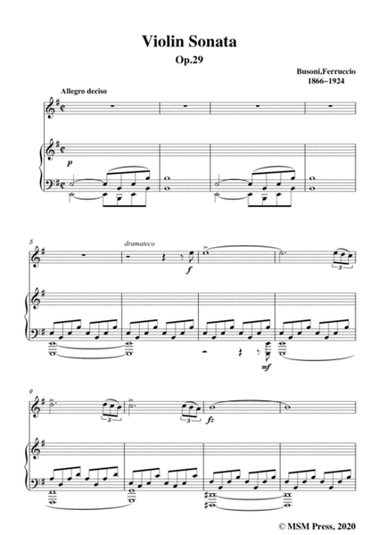 Busoni-Violin Sonata in e minor,Op.29,for Violin and Piano image number null
