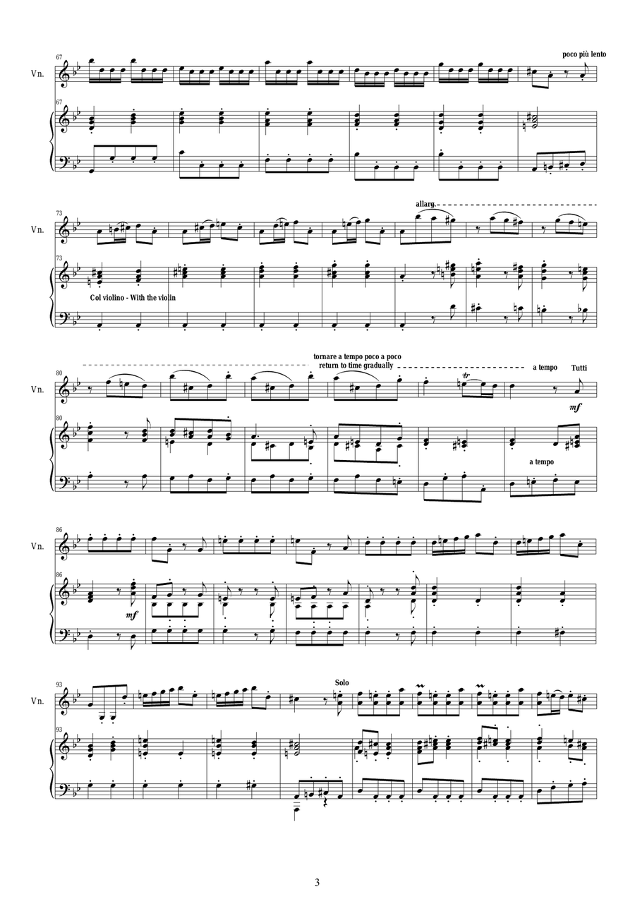 Vivaldi - Violin Concerto in G minor RV 318 Op.6 No.3 for Violin and Piano Violin Solo scores gallery preview page 3