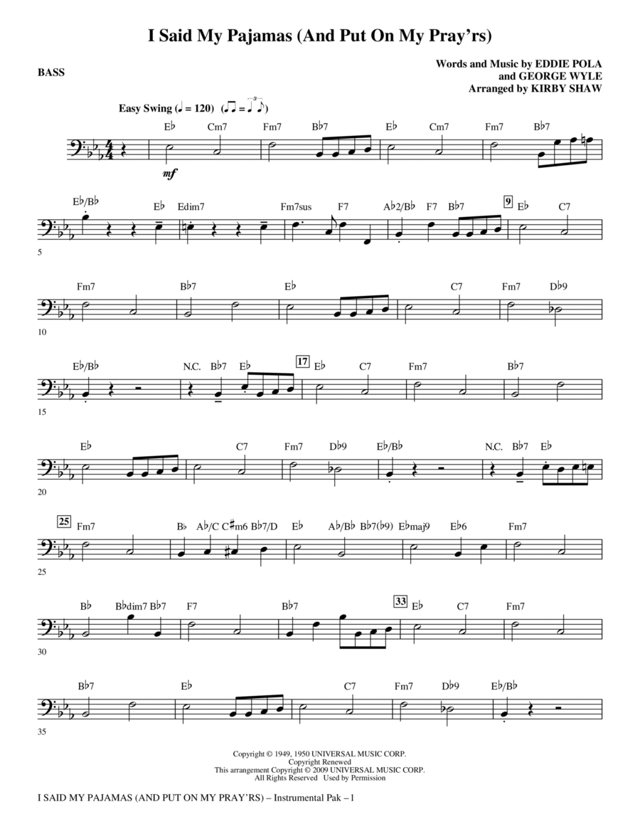 I Said My Pajamas (And Put On My Pray'rs) - Bass Choir scores gallery preview page 1