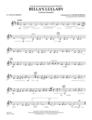 Bella's Lullaby (Clarinet Ensemble with Opt. Rhythm Section) - Eb Alto Clarinet