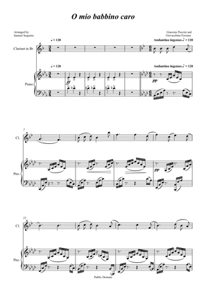 O mio babbino caro - for Clarinet in Bb Piano accompaniment - orchestral play along