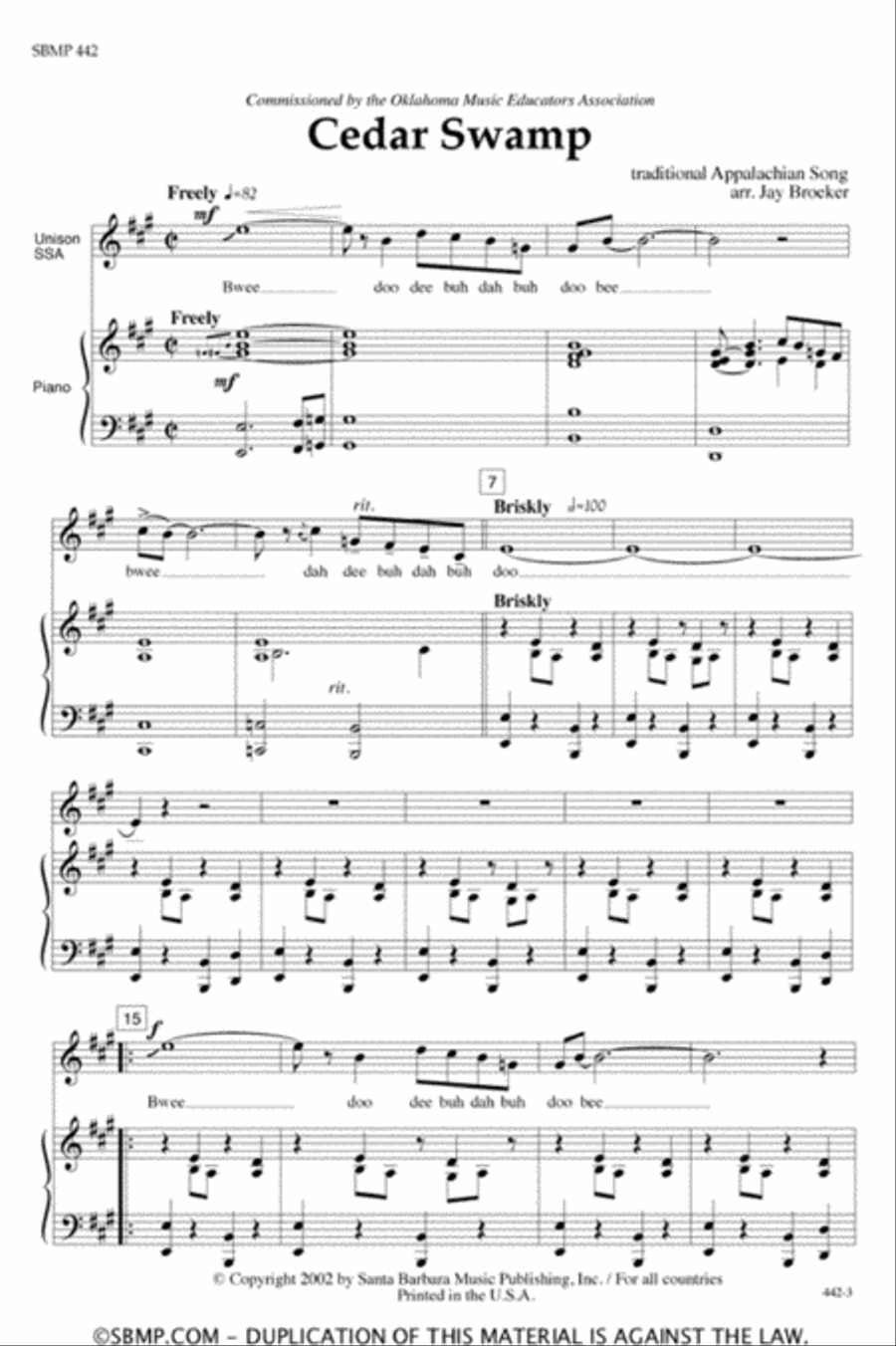 Cedar Swamp - SSA Octavo SSA scores gallery preview page 2