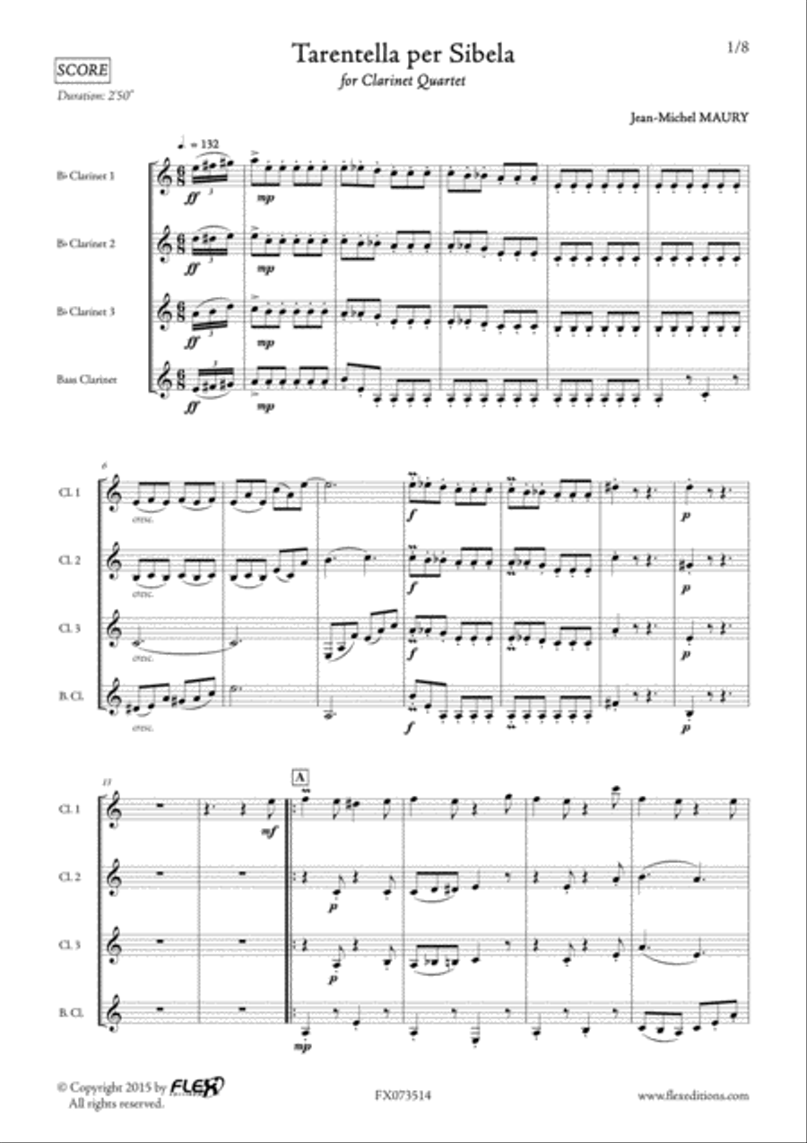 Tarentella Per Sibela B-Flat Clarinet scores gallery preview page 2
