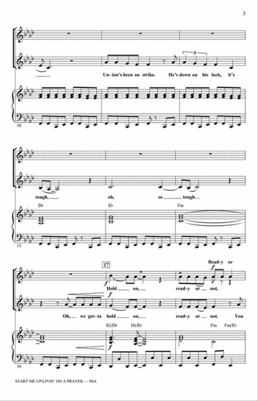 Start Me Up/Livin' on a Prayer Show Choir scores gallery preview page 3