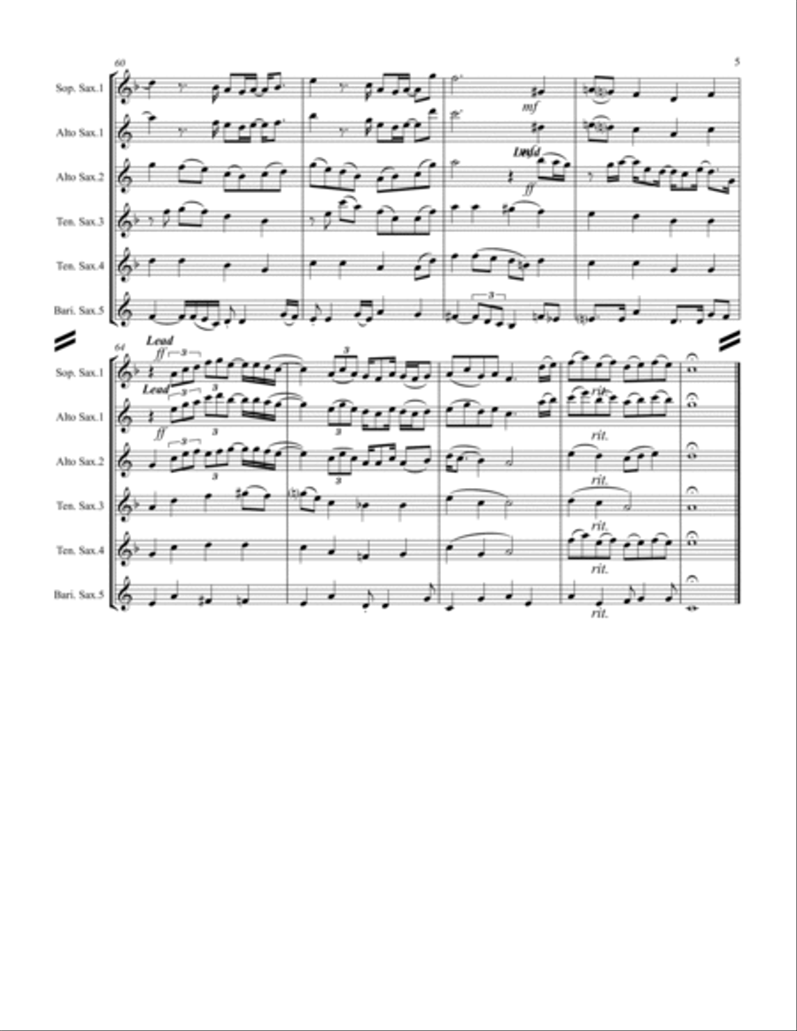 Grown-Up Christmas List Saxophone Quintet scores gallery preview page 6