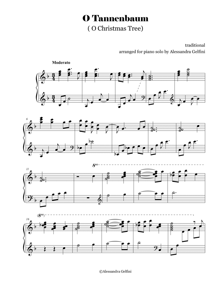 O Tannenbaum (O Christmas Tree) - advanced intermediate piano solo Piano Solo scores gallery preview page 1