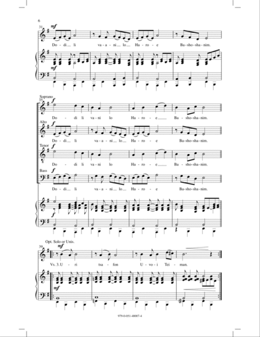 Dodi Li Dodi Li 4-Part scores gallery preview page 4