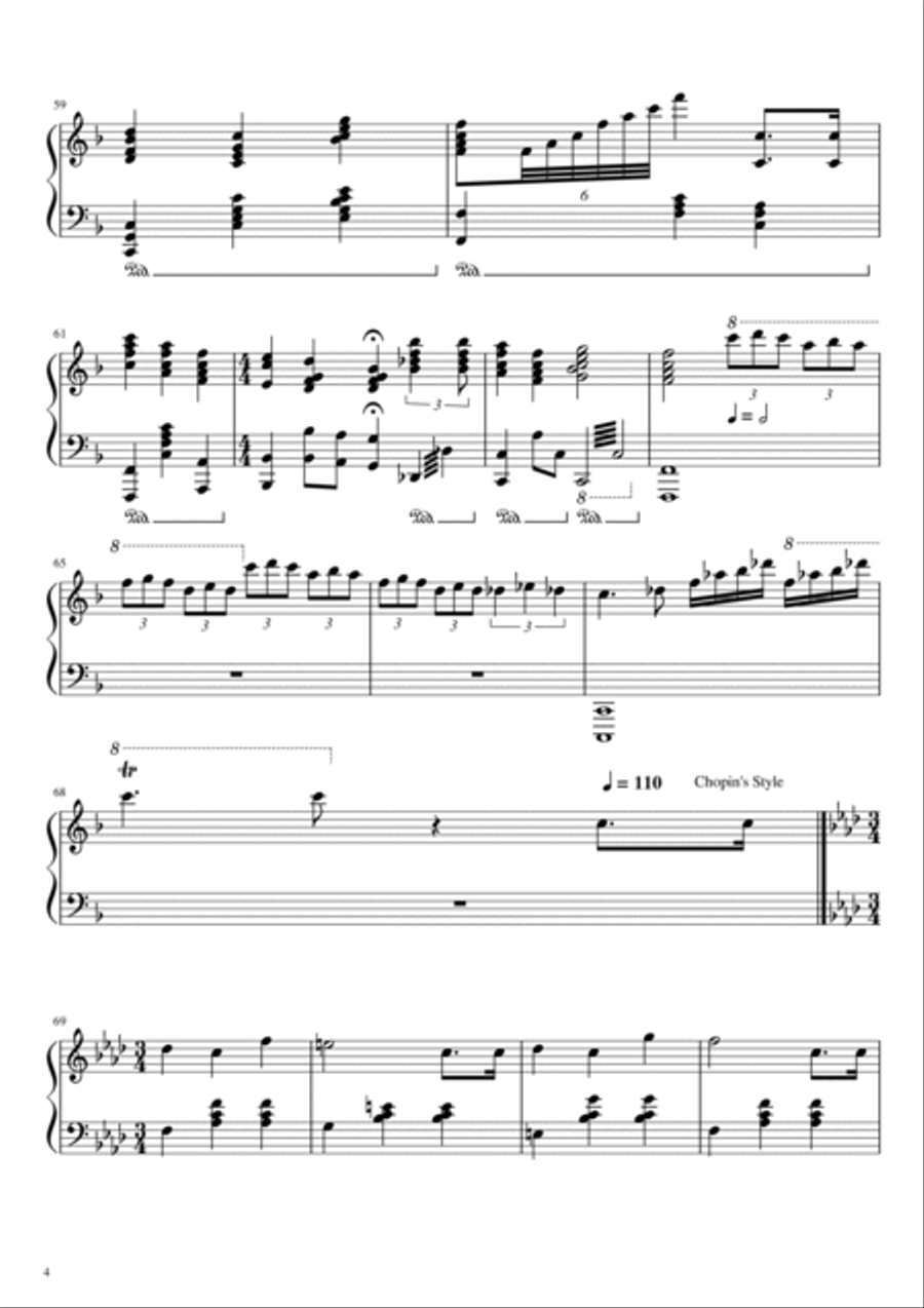 Happy Birthday To You - in styles of Ragtime, Tchaikovsky, Chopin and Liszt - For Piano Solo Piano Solo scores gallery preview page 4