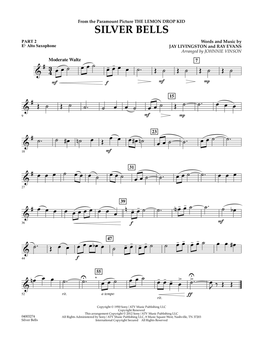 Silver Bells - Pt.2 - Eb Alto Saxophone Concert Band scores gallery preview page 1