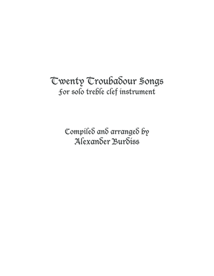 Twenty Troubador Songs - Treble Clef