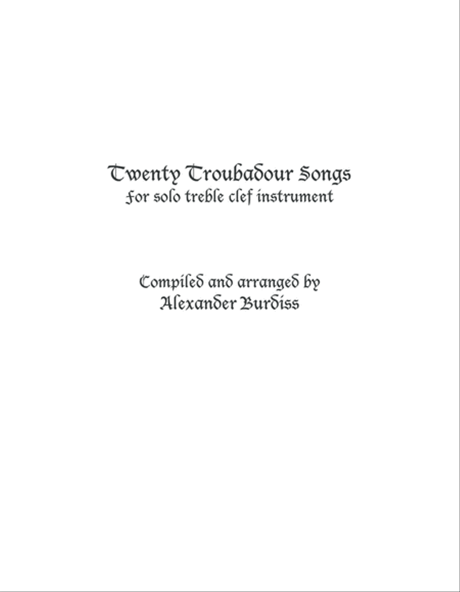 Twenty Troubador Songs - Treble Clef