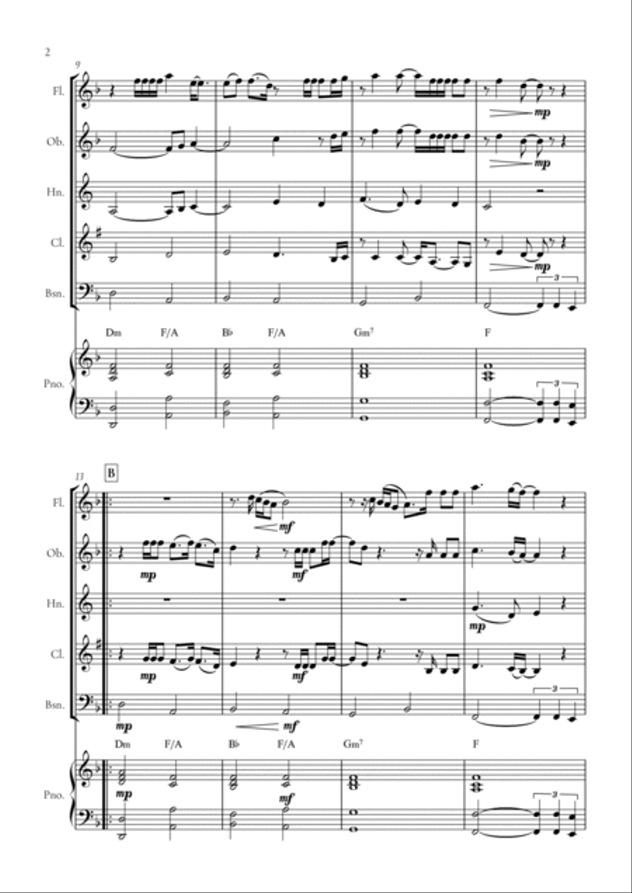 When We Were Young Woodwind Quintet scores gallery preview page 2