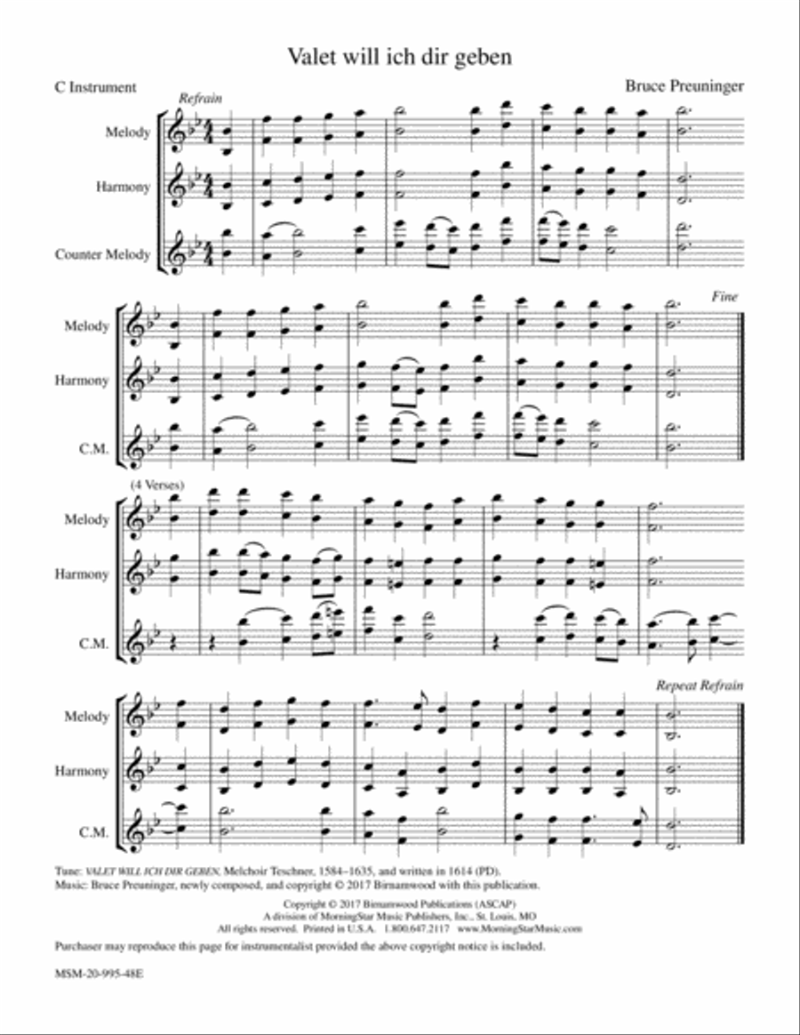 Valet Will Ich Dir Geben Piano and Keyboard scores gallery preview page 1