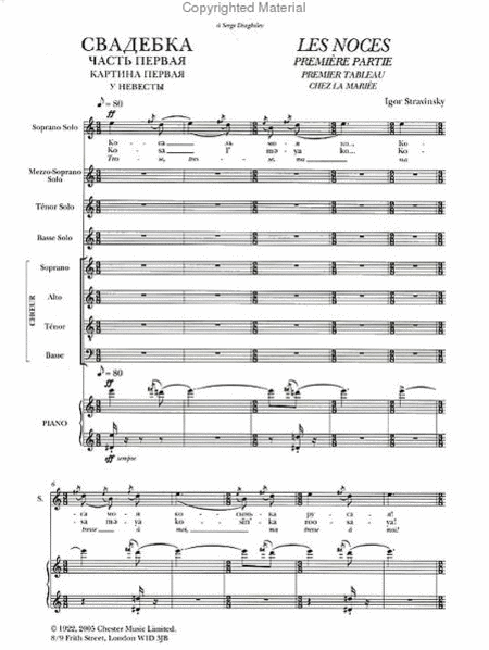 Les Noces by Igor Stravinsky Voice - Sheet Music