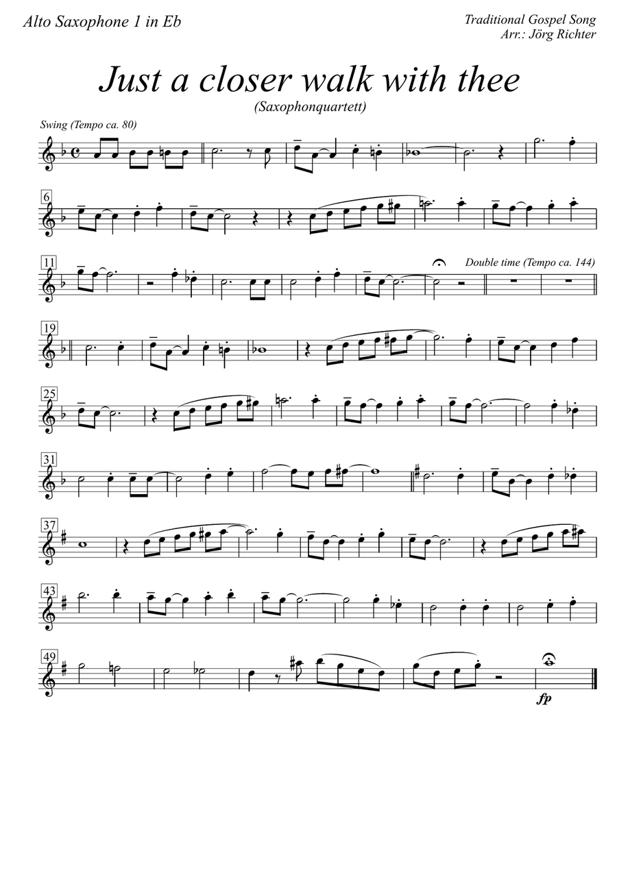 Just a closer walk with thee for Saxophone Quartet Saxophone Quartet scores gallery preview page 5