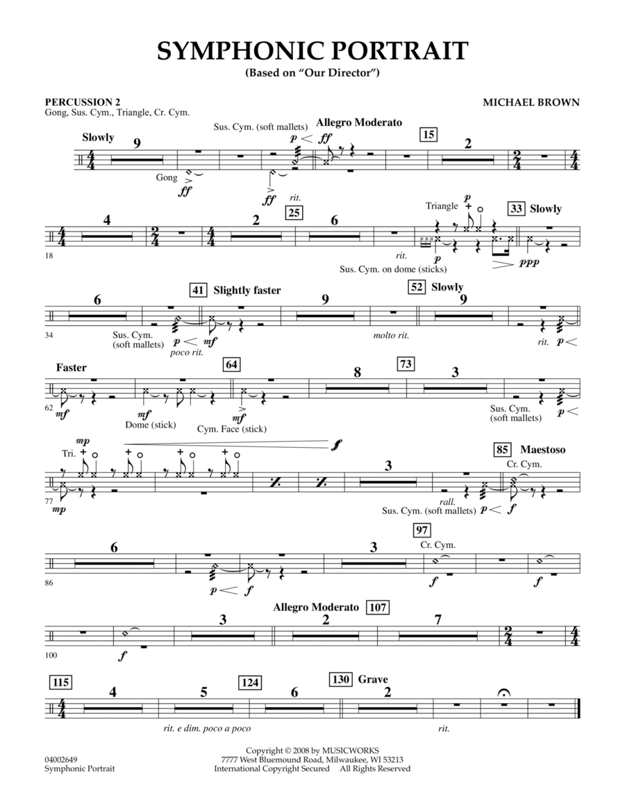Symphonic Portrait (based on Our Director) - Percussion 2 Percussion scores gallery preview page 1