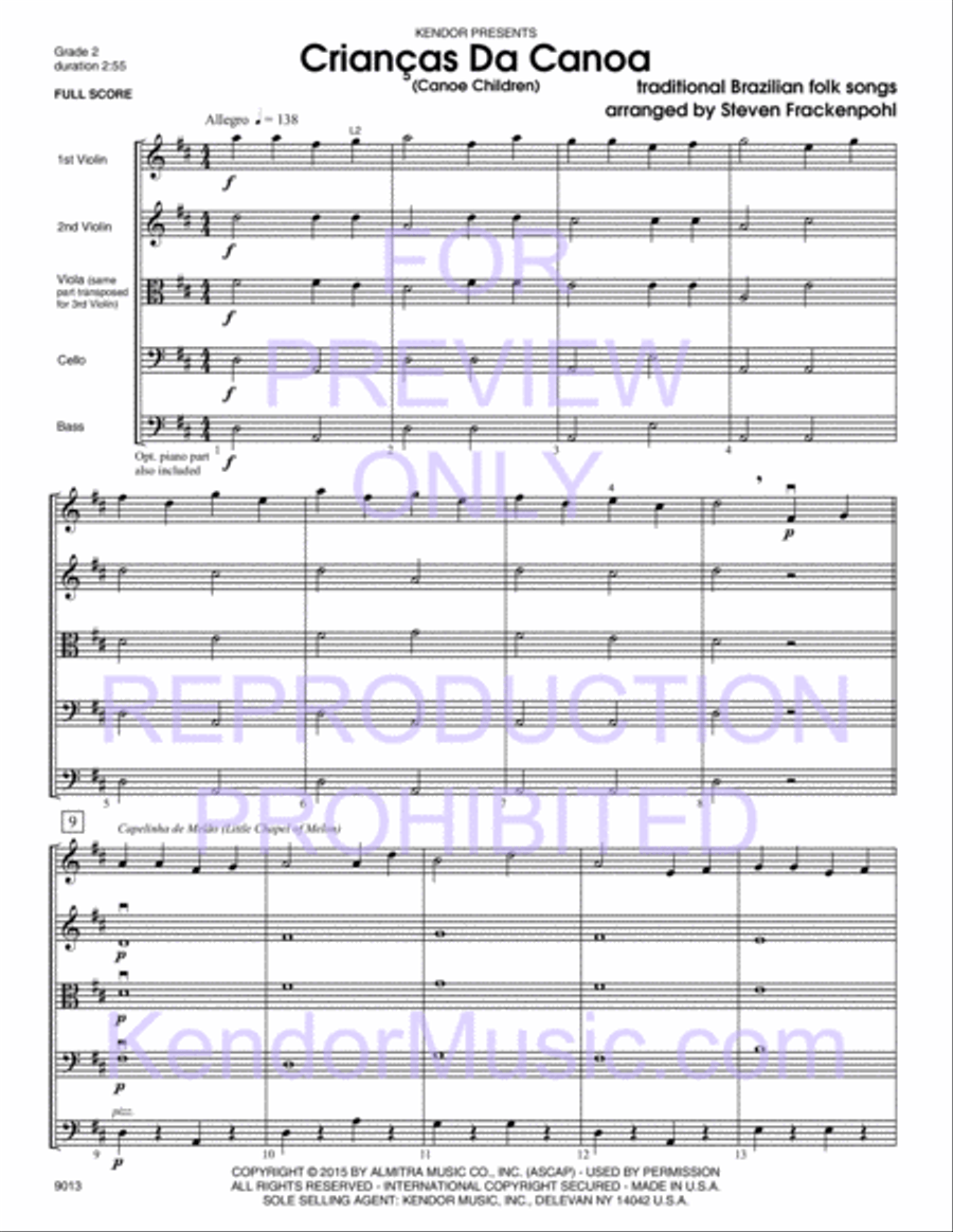 Criancas Da Canoa (Canoe Children) String Orchestra scores gallery preview page 2