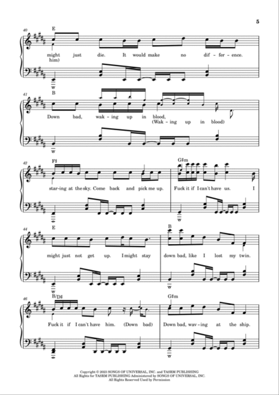 Down Bad Down Bad Piano Solo scores gallery preview page 5