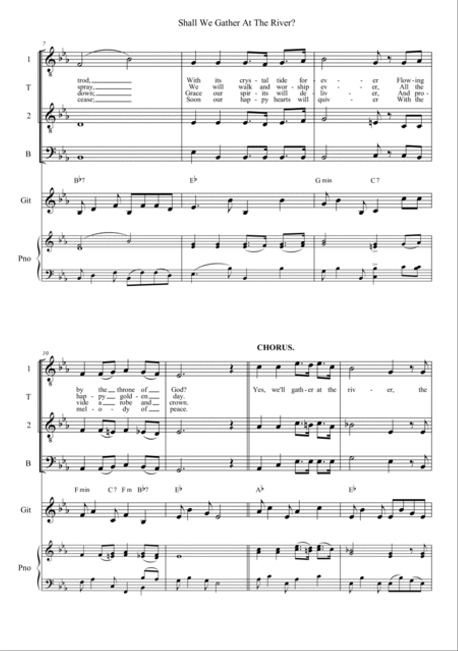 Shall We Gather At The River TTBB scores gallery preview page 2
