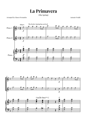 La Primavera (The Spring) by Vivaldi - Flute Duet and Piano with Chord Notations