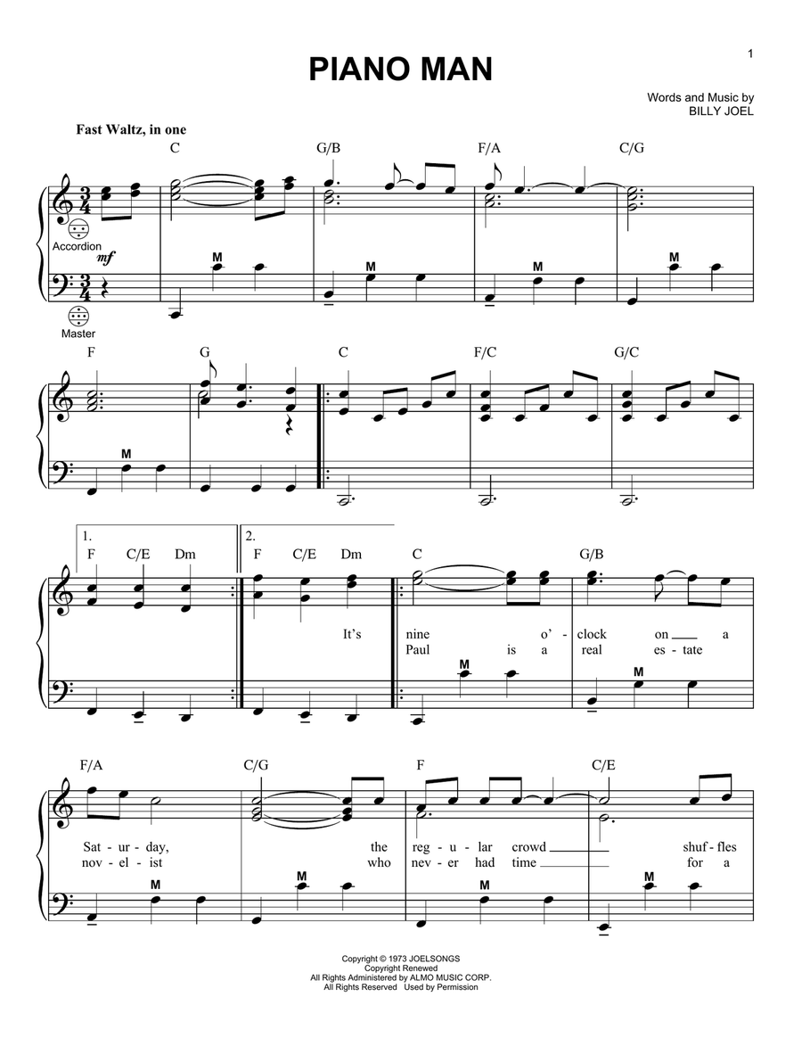 Piano Man Piano scores gallery preview page 1
