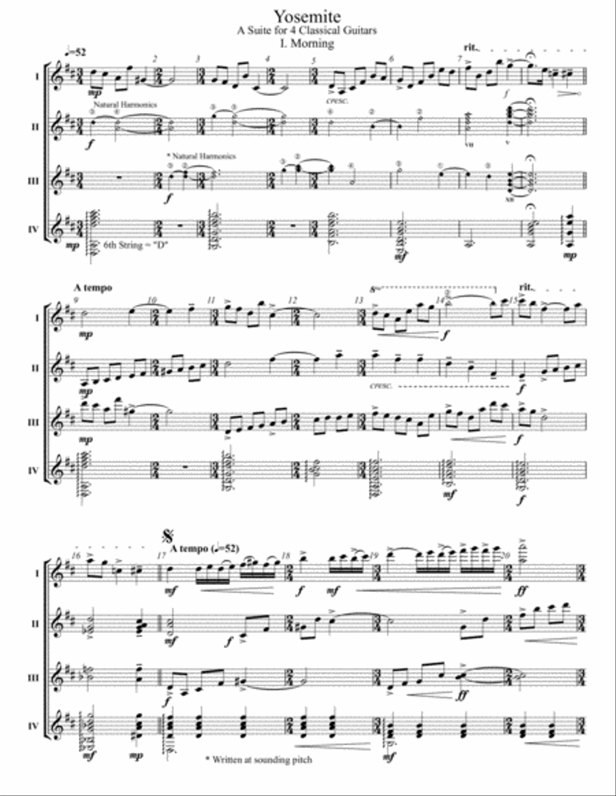 Yosemite Suite: for Guitar Quartet Small Ensemble scores gallery preview page 1