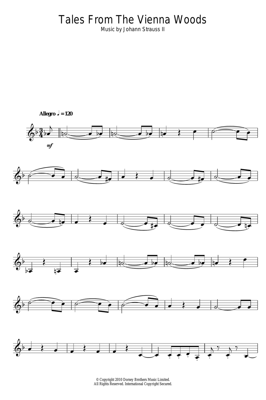 Tales From The Vienna Woods Alto Saxophone scores gallery preview page 1