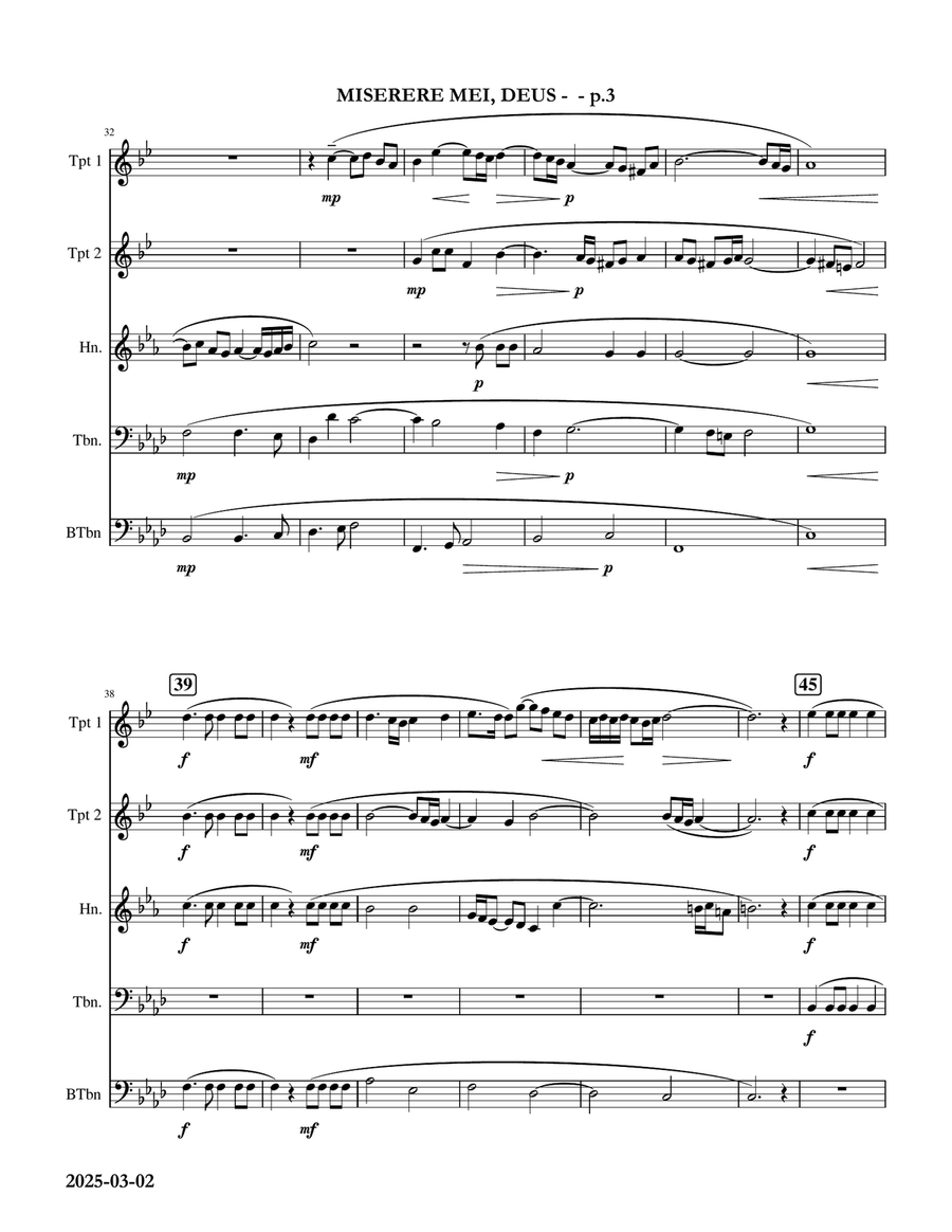 Miserere Mei Deus - Gregorio Allegri - Brass Quintet Brass Quintet scores gallery preview page 3