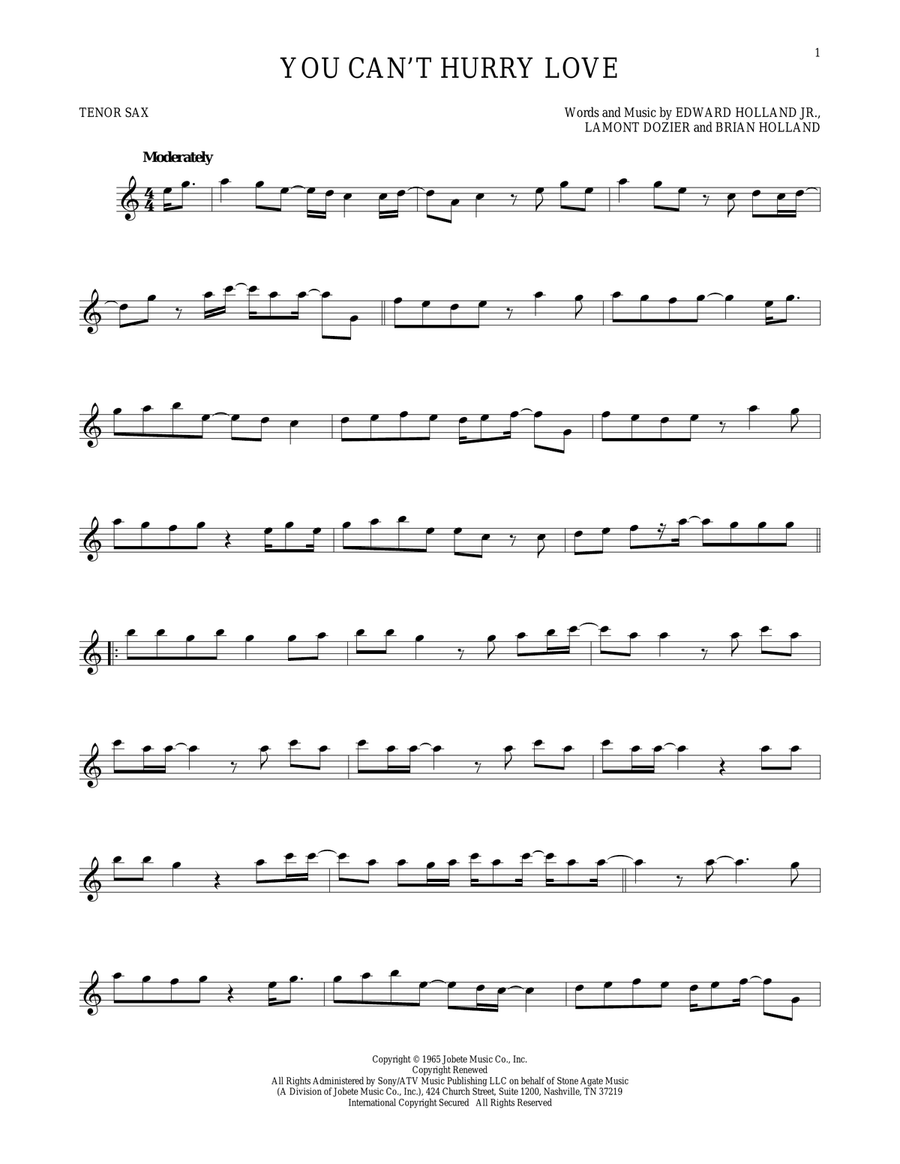 You Can't Hurry Love Tenor Saxophone scores gallery preview page 1