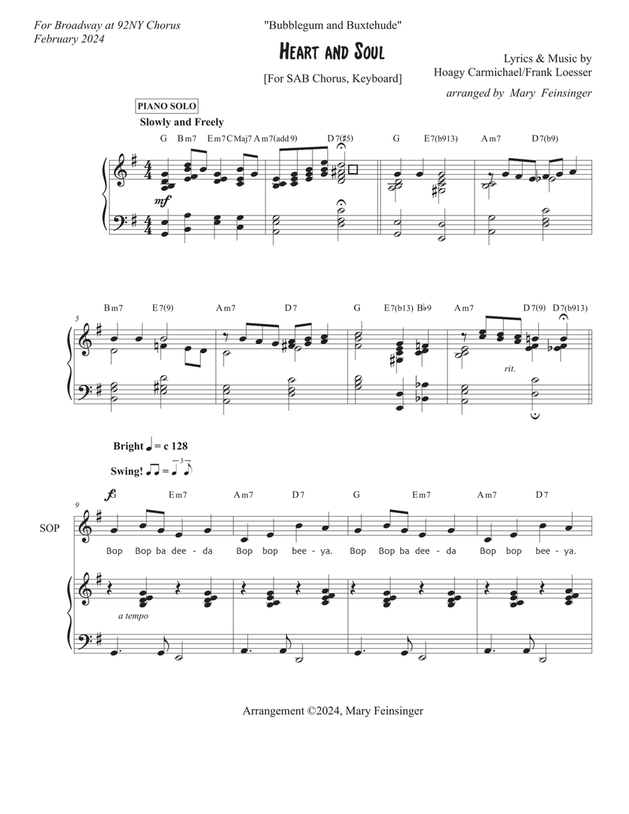 Heart and Soul 3-Part scores gallery preview page 1