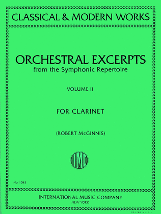 Book cover for Orchestral Excerpts From Classical And Modern Works, Volume II - CLARINET