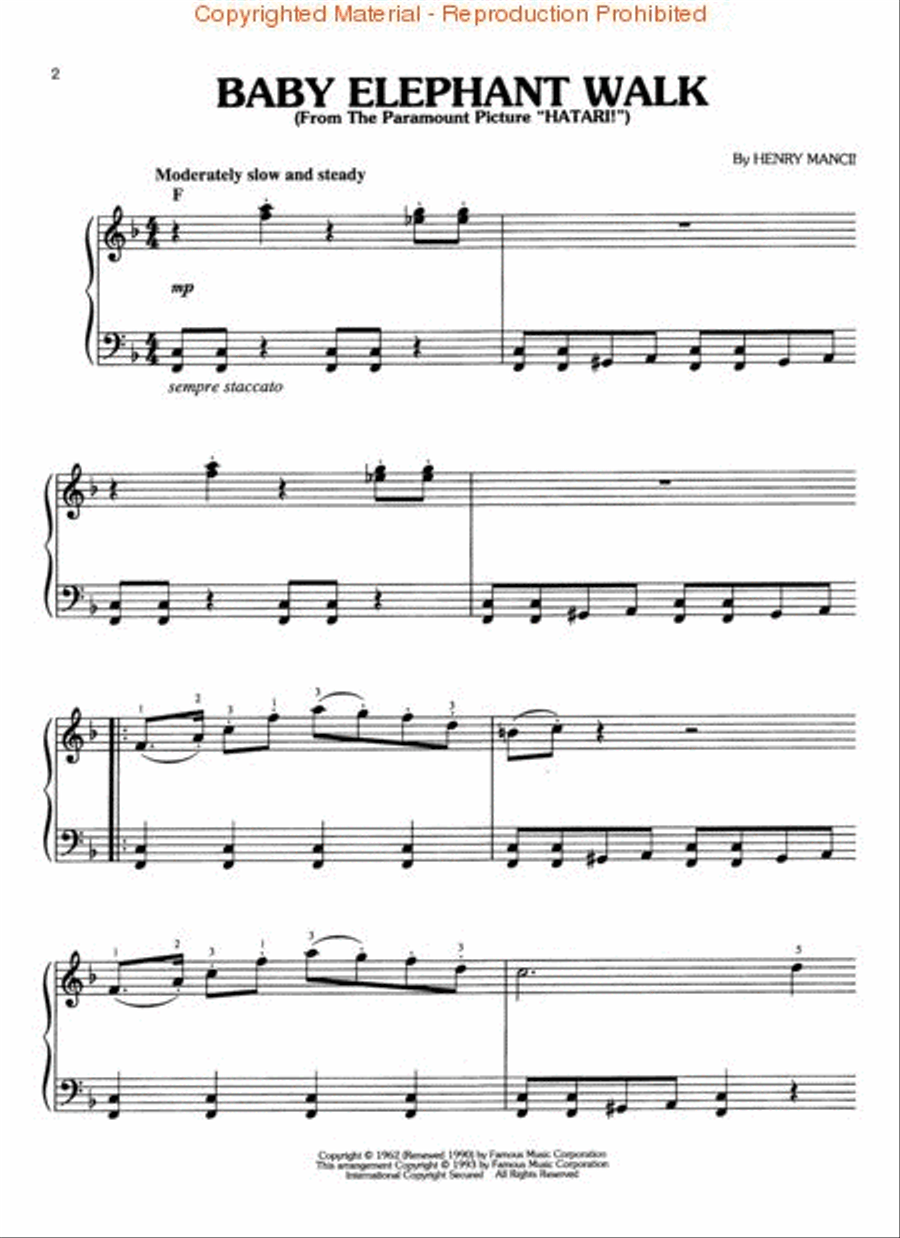 Baby Elephant Walk Baby Elephant Walk Piano, Vocal, Guitar scores gallery preview page 2