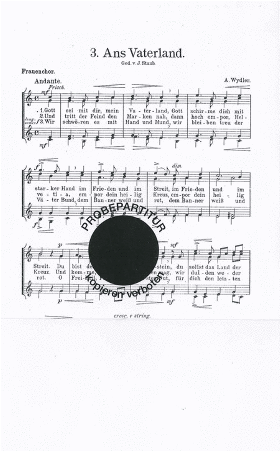 Ans Vaterland Women's Choir scores gallery preview page 1