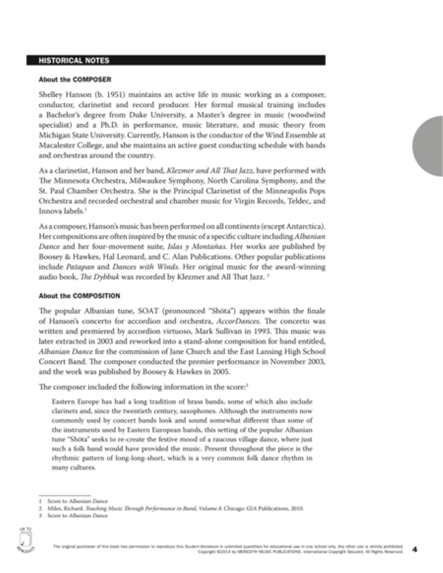 Guides to Band Masterworks, Vol. 5 - Student Workbook - Albanian Dance Activity Books scores gallery preview page 4