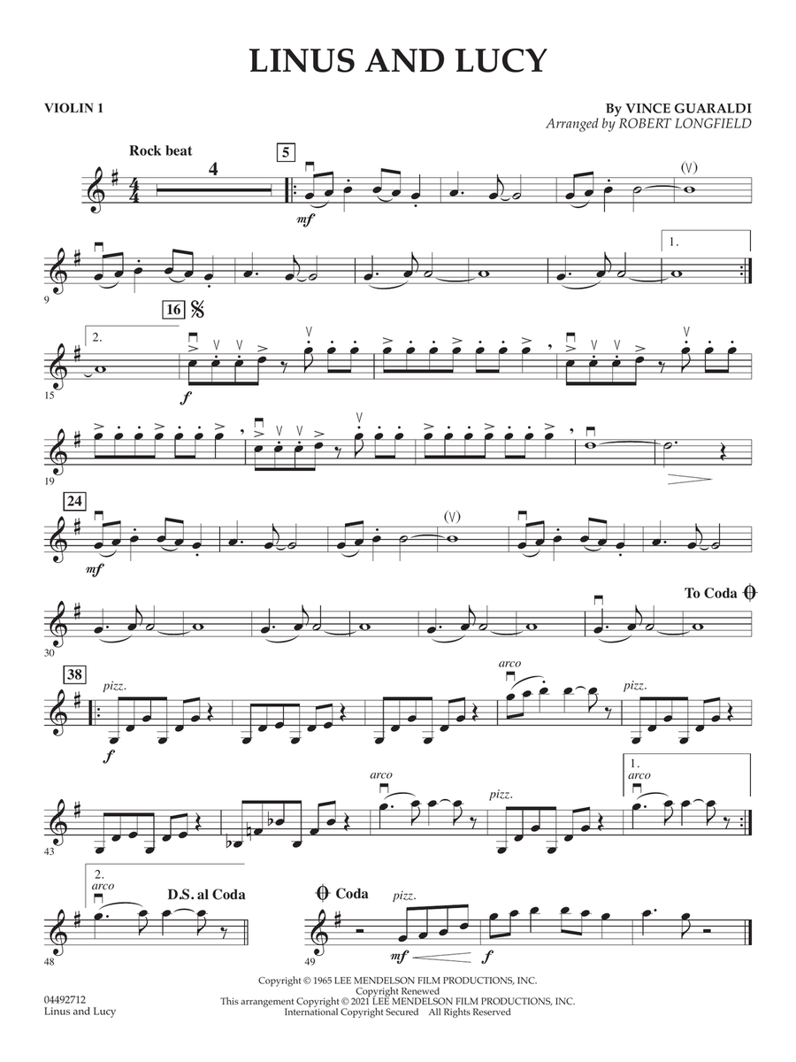 Linus and Lucy (arr. Robert Longfield) - Violin 1