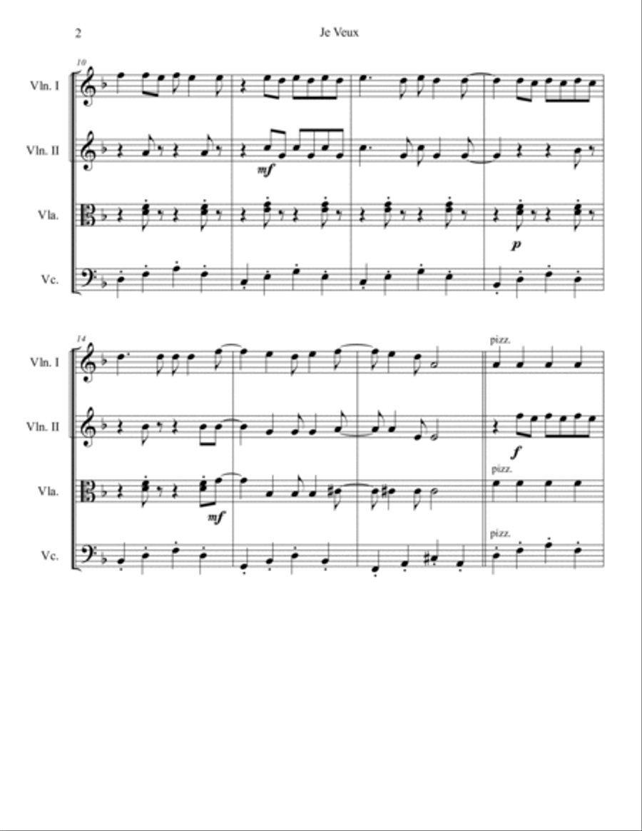 Je Veux String Quartet scores gallery preview page 2